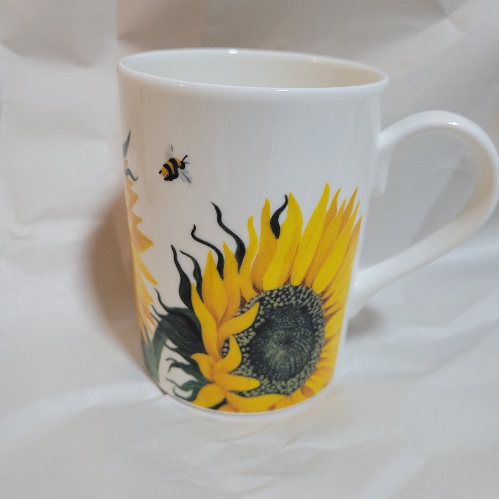Roy Kirkham Coffee Tea Mug Sunflower Bee Ceramic Fine Bone China